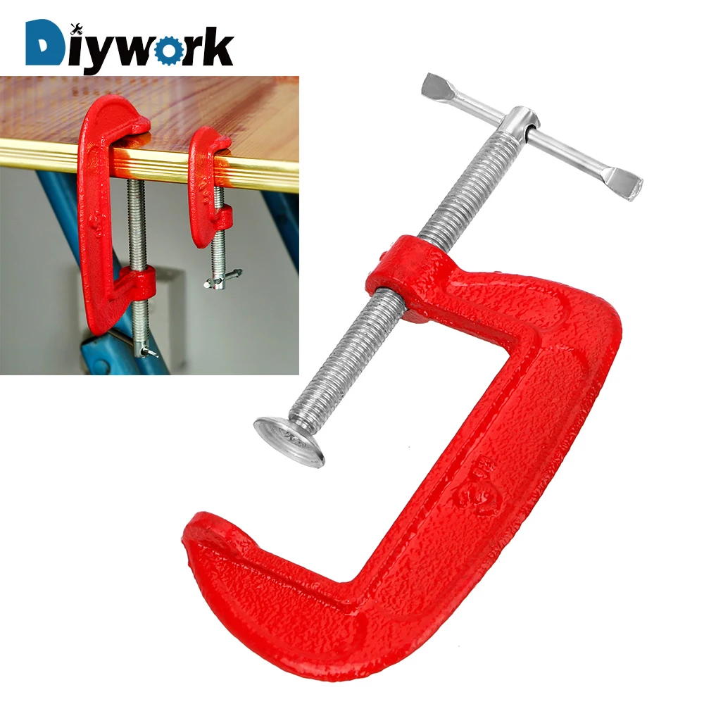 

DIYWORK DIY Carpentry Gadget 1"/3''Inch Clamping Device Heavy Duty G Clamp G type Woodworking Clamp Steel Adjustable