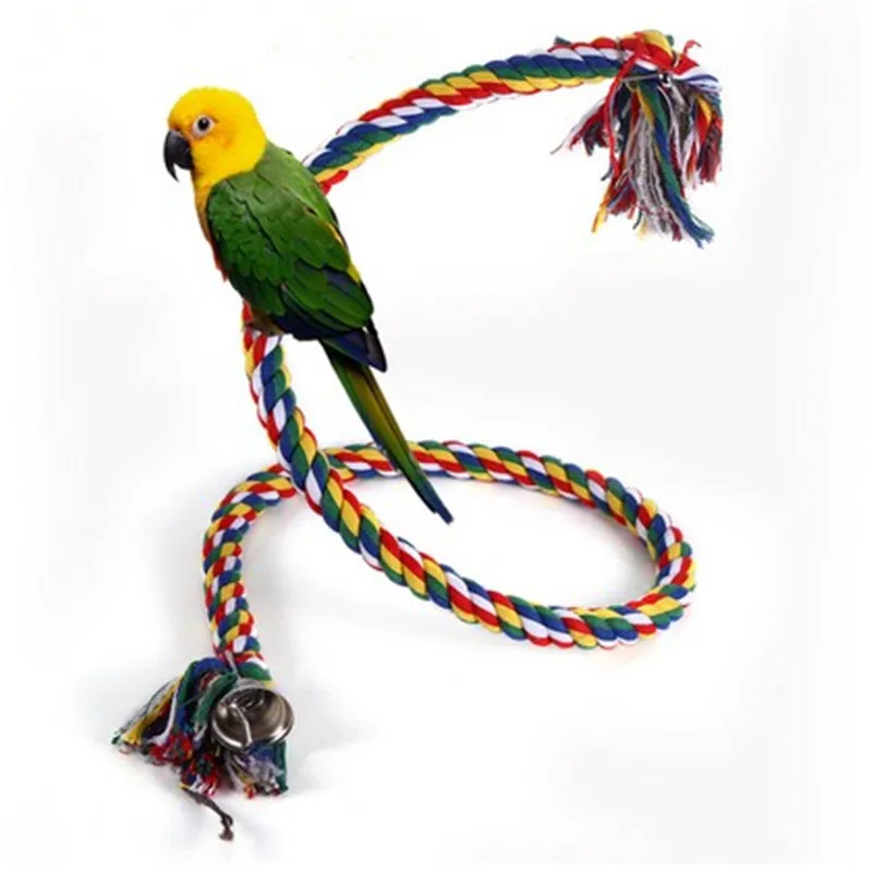 Fun Parrot Toy Rope Braided Pet Parrot Chew Rope Budgie Perch Coil Bird