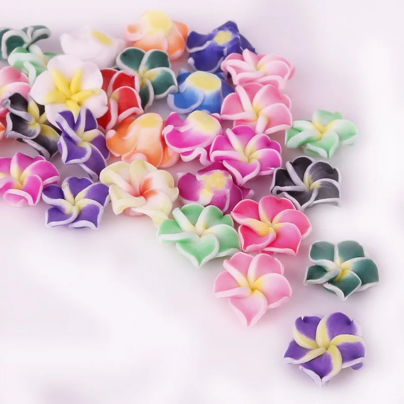 

Lovly 10pcs/lot Mix Colors Ceramic Flowers Beads Polymer Fimo Clay Flat back Beading for Fashion Jewelry DIY Accessory