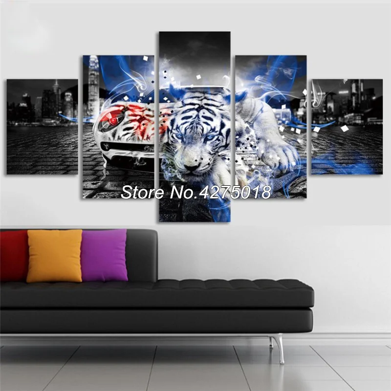 DIY Diamond Painting Cross Stitch Kit Full Diamond Embroidery 5D Square Diamond Mosaic Home Decor tiger 5pcs ML146