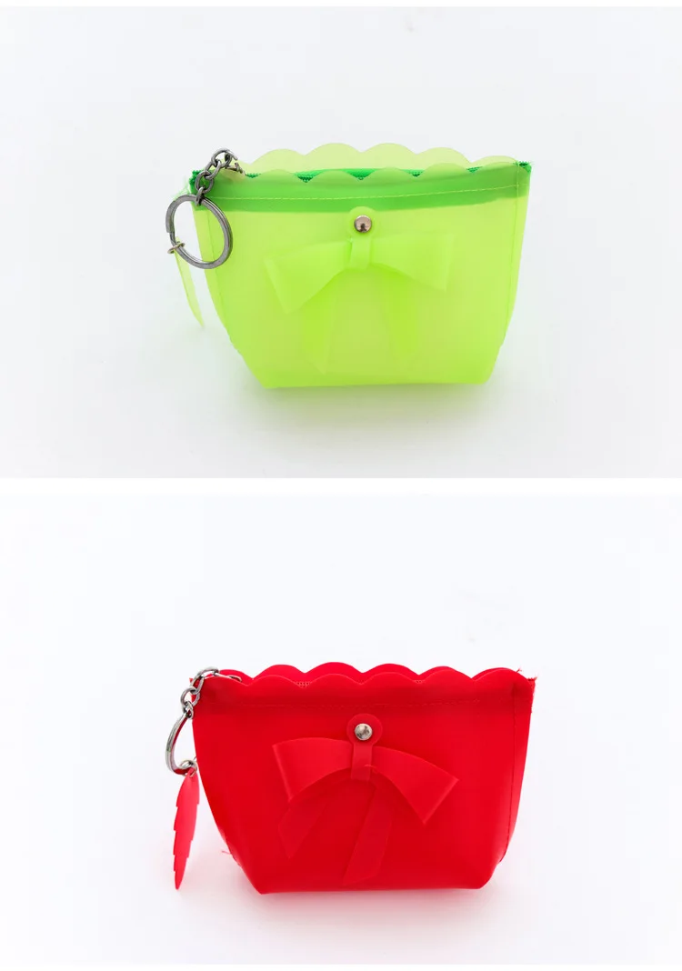 Корейская мини-сумочка для монет, милый маленький силиконовый женский кошелек ярких цветов с бантиком для мелочи, подарок для детей