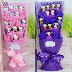 Bolafynia Chibi Maruko-chan doraemon hellokitty мультфильм мыло цветок-украшение букет для подарок на день Святого Валентина игрушка