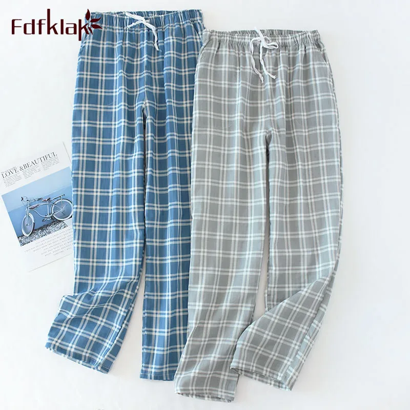 

Fdfklak New casual sleepwear pant women spring autumn cotton pajamas pants striped couple's home pant men sleeping trousers