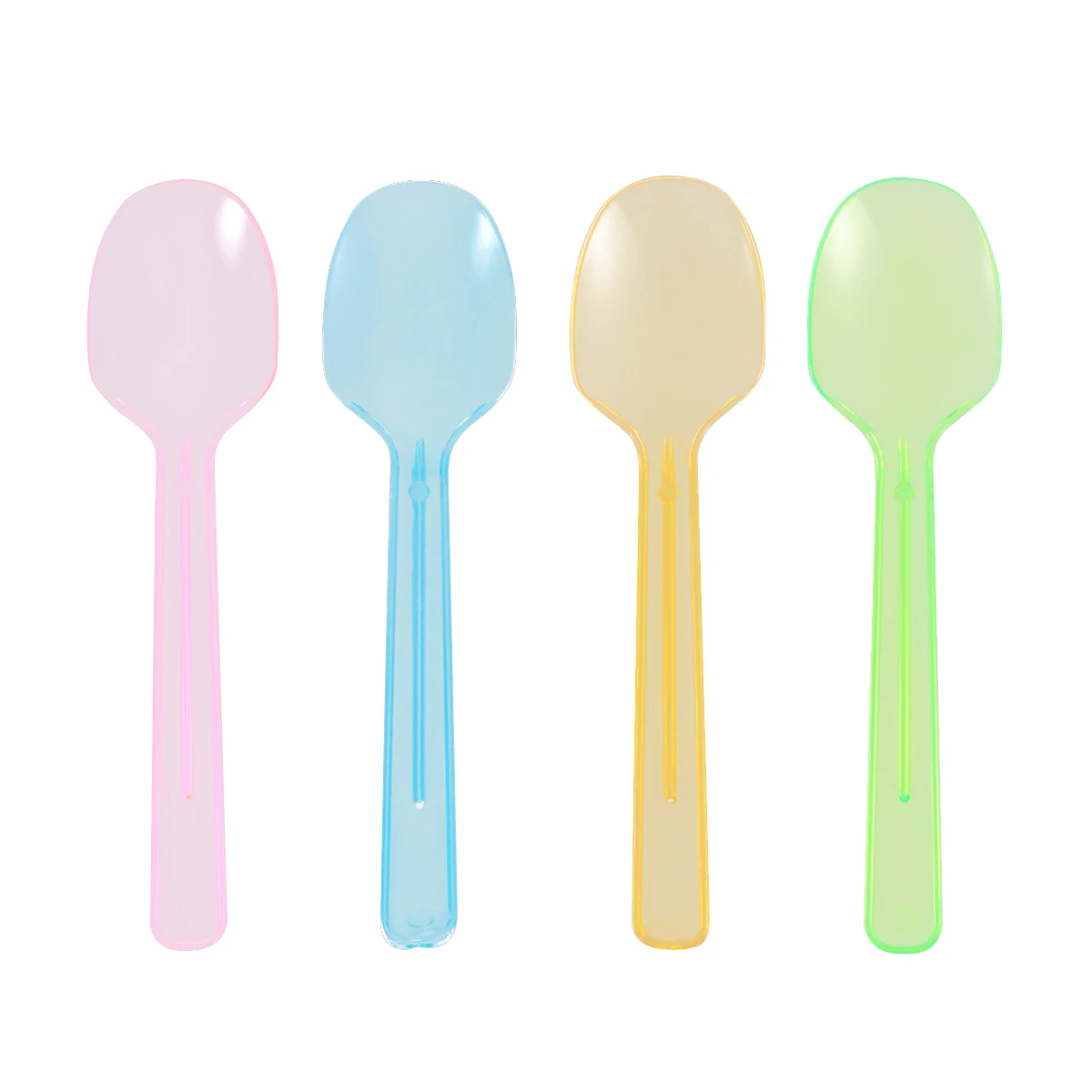 

100 Pcs Disposable Mini Plastic Spoons Cake Spoons Ice-cream Spoons Four Colors Desserts Spoons (As Shown)