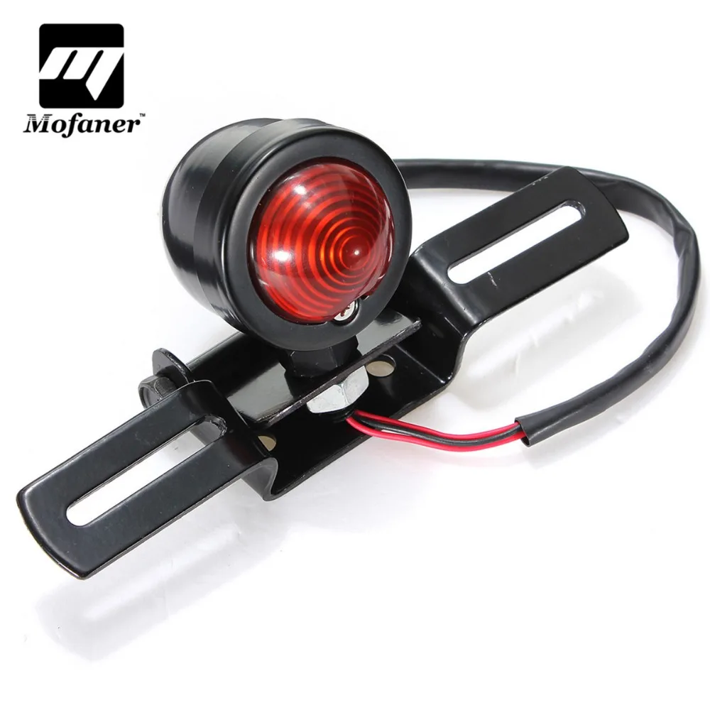 

Mofaner Black Motorcycle Bullet LED Tail Breake Light Lamp With Plate For Harley Chopper Bobber