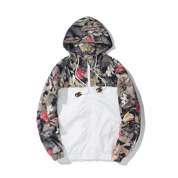 

Floral Bomber Jacket Men Hip Hop Slim Fit Flowers Pilot Jacket Coat Men's Hooded Jackets Euro Size S-2XL Drop Shipping ,DA995