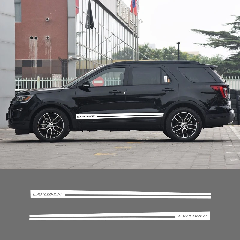  2 PCS Explorer Car Side Stripes Side Skirts Graphics Vinyl Sticker Decals Racing Sport Car Stickers