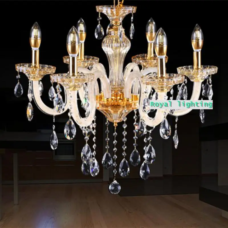 

led Home chandelier lamp for dining room 6-arm E14 led candle champagne crystal Chandelier lighting modern Cafe lighting Lustre