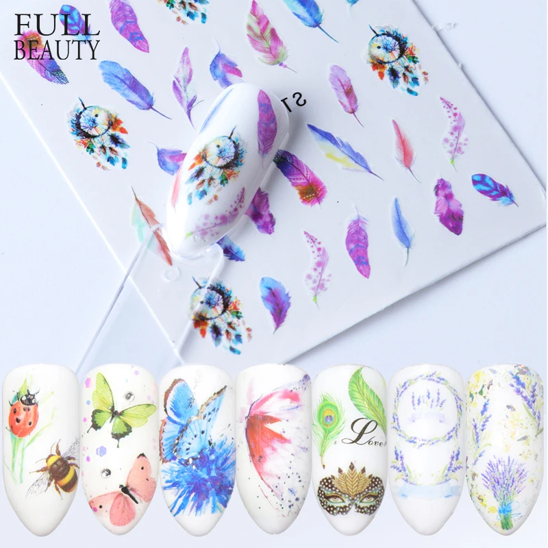 

Full Beauty 1pcs Nail Water Sticker Feather Dreamcatcher Design For Nails Art Decal Slider Wraps Decor Tip Manicure CHSTZ608-644