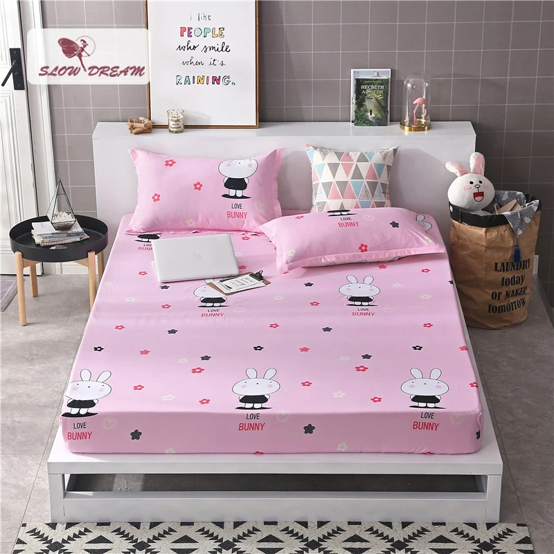 

Slowdream 1pcs Cartoon Bed Mattress Cover Fitted Sheet Bed Linen Double Single Queen Corner Rubber Bed Sheet With Elastic Band