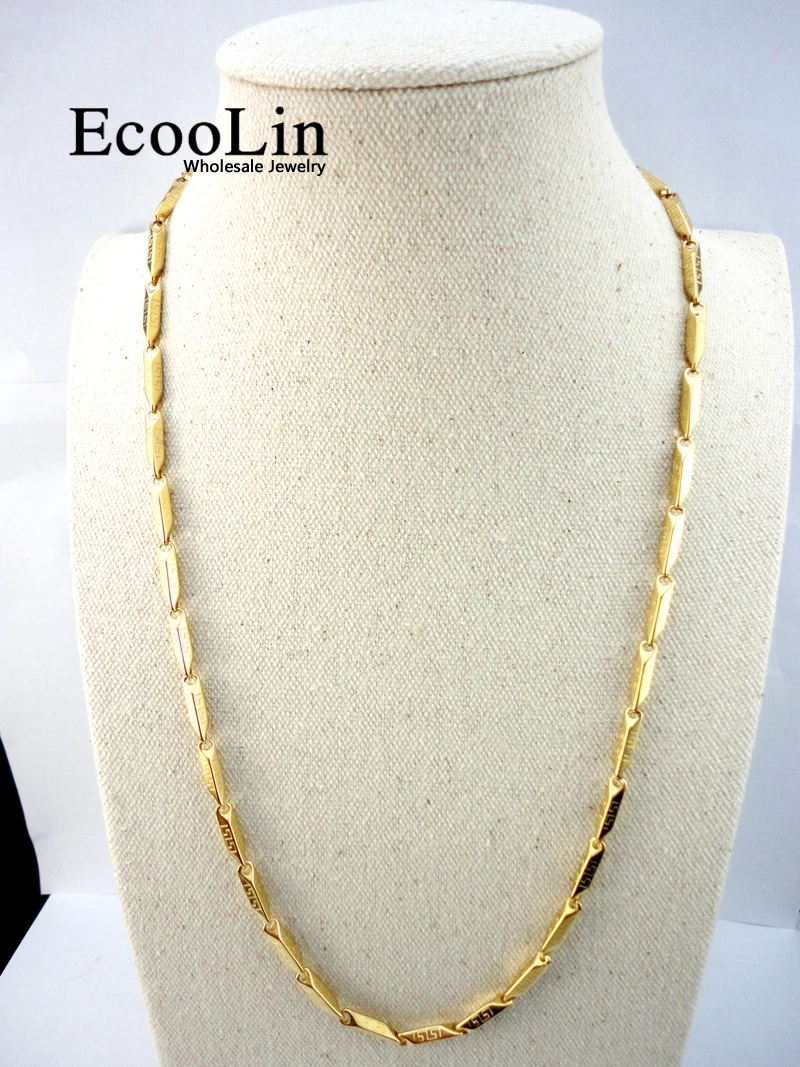 

30Pcs 22.06 inch Bamboo Gold Stainless Steel Chain 56Cm Diameter 3.8mm Never fade Necklaces For Women Fashion Jewelry LR531