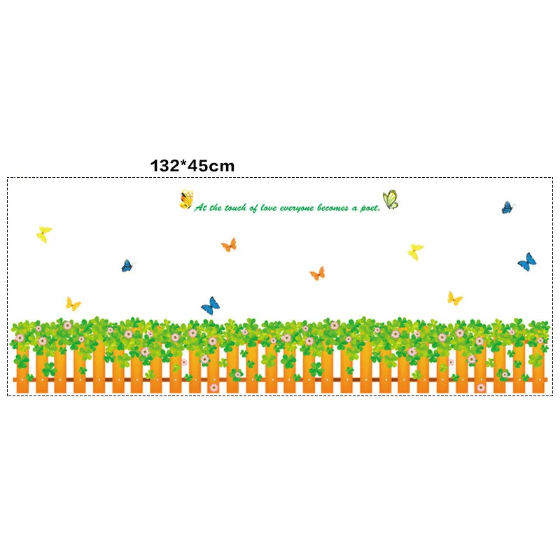 Балкон Детская Наклейки для стены в гостиной ПВХ 3D зеленая трава плинтус Ванная комната Кухня 1 лист Бабочка Цветы - Цвет: 1