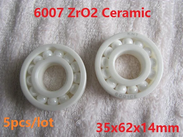

5pcs/lot 6007 ZrO2 full Ceramic bearing 35x62x14mm Zirconia Ceramic deep groove ball bearings Ceramic bearing 35*62*14mm