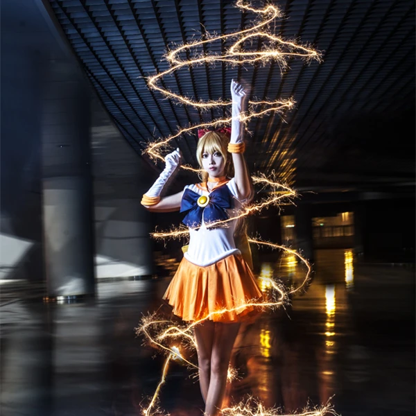 Sailor Moon Sailor Venus Minako Aino Cos Fighting Suit Cosplay Costume 