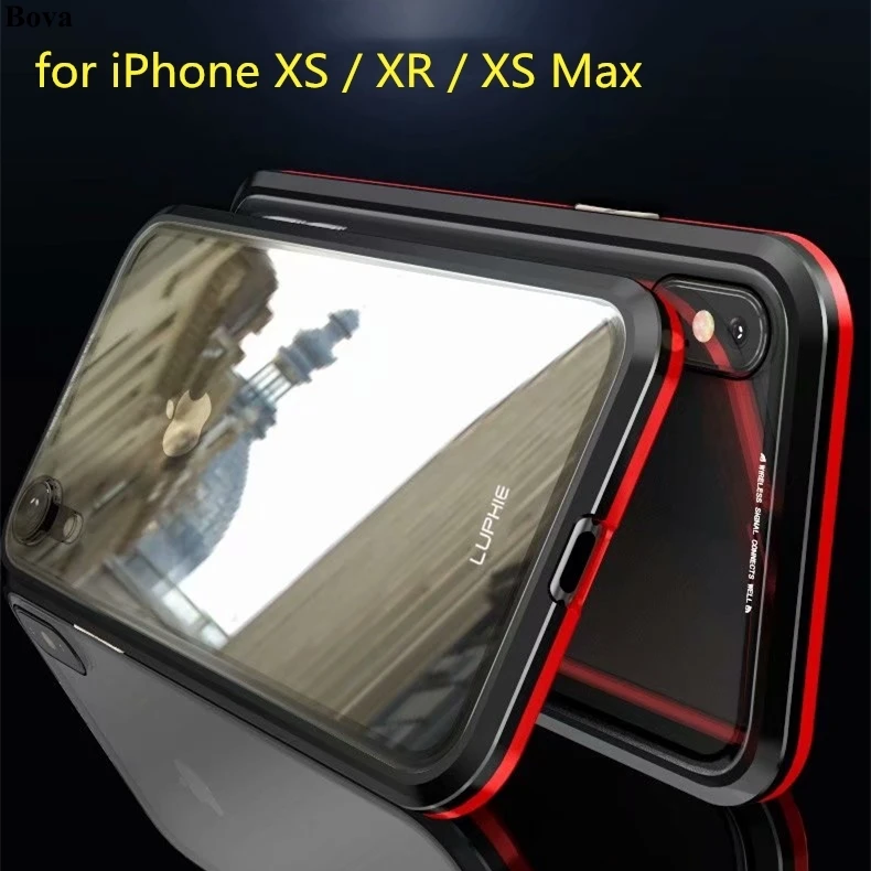 Tempered Glass Back Cover + attraction aluminum Bumper