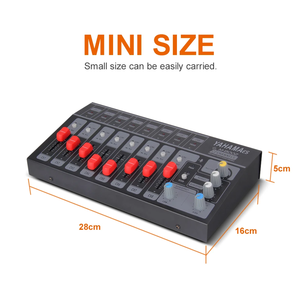 8 canal único4 canais estéreo usb portátil mini mixer console de áudio mixer dj controlador estendido para a faixa