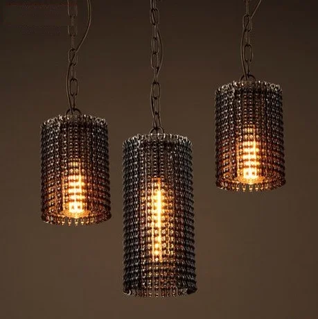 pendant chain light lighting edison fixtures loft industrial retro dining creative metal hanging lamp