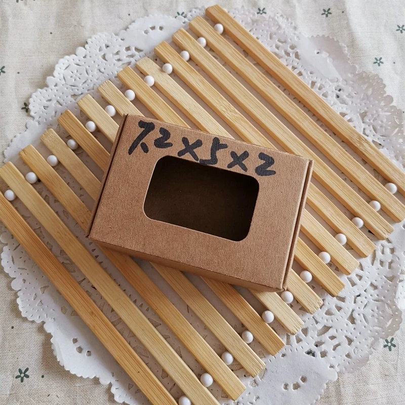 

7.2x5x2cm Brown Kraft Paper Box with Window Packaging for Soap Handmade Soap Paper Boxes