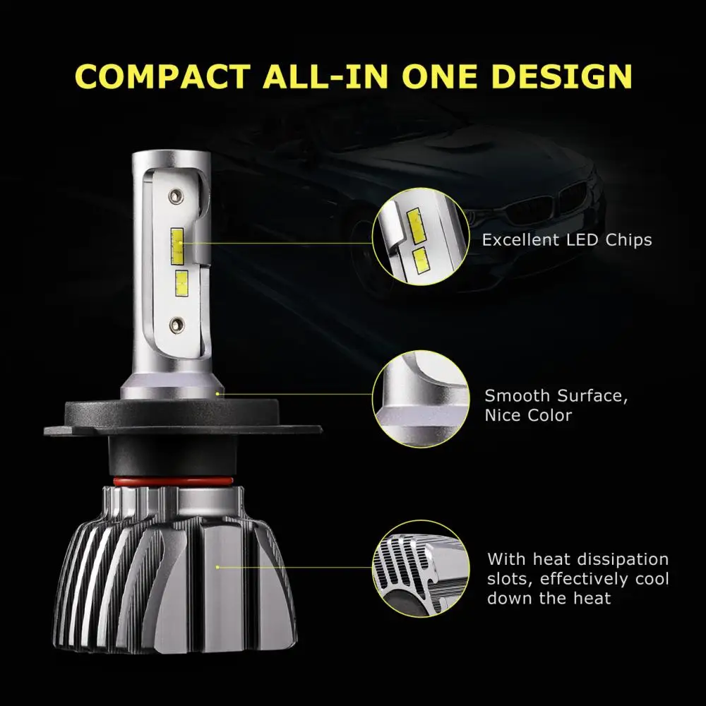Oslamp H4 Hi Lo Beam H7 H11 H1 H3 9005 9006 светодиодный автомобильный головной светильник 50 Вт 8000lm