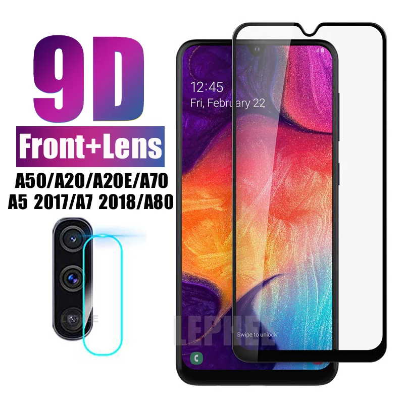 

For Samsung A50 Case on For Samsung Galaxy A 50 20 A70 A80 A90 A40 A30 A20E A5 2017 A7 2018 M30 M20 10 Full Cover Tempered Glass