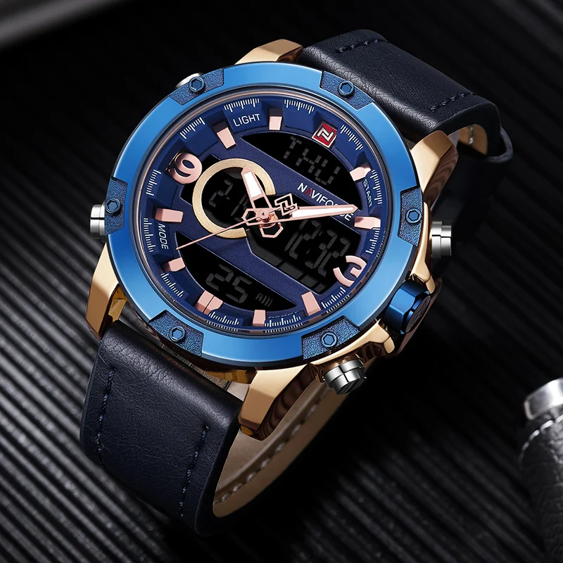 

Mens Watches To Luxury Brand Men Leather Sports Watches NAVIFORCE Men's Quartz LED Digital Clock Waterproof Military Wrist Watch