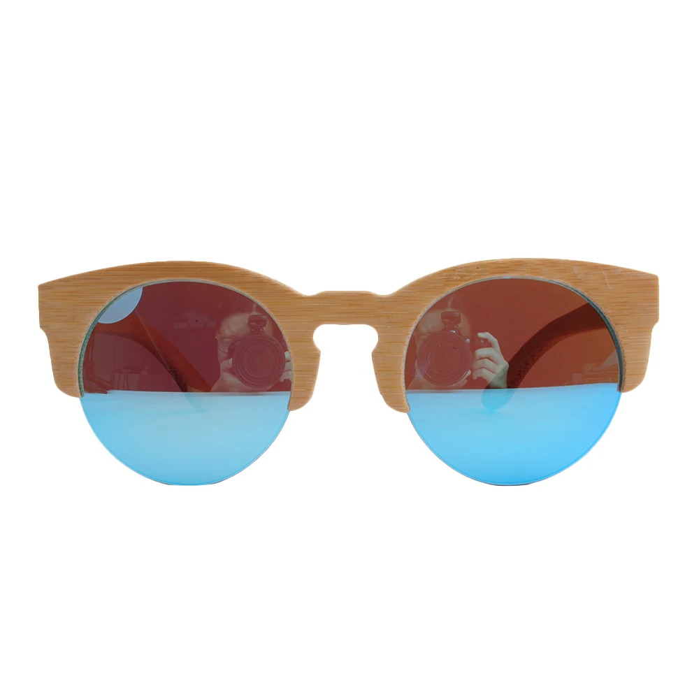 LONSY настоящие бамбуковые деревянные солнцезащитные очки для мужчин для женщин Поляризованные солнечные очки UV400 половина рамки солнцезащитные очки с футляром LS1031