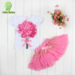 Новое стильное летнее торжественное фатиновое платье принцессы с цветочным рисунком и бантом для девочек милая рубашка с цветочным