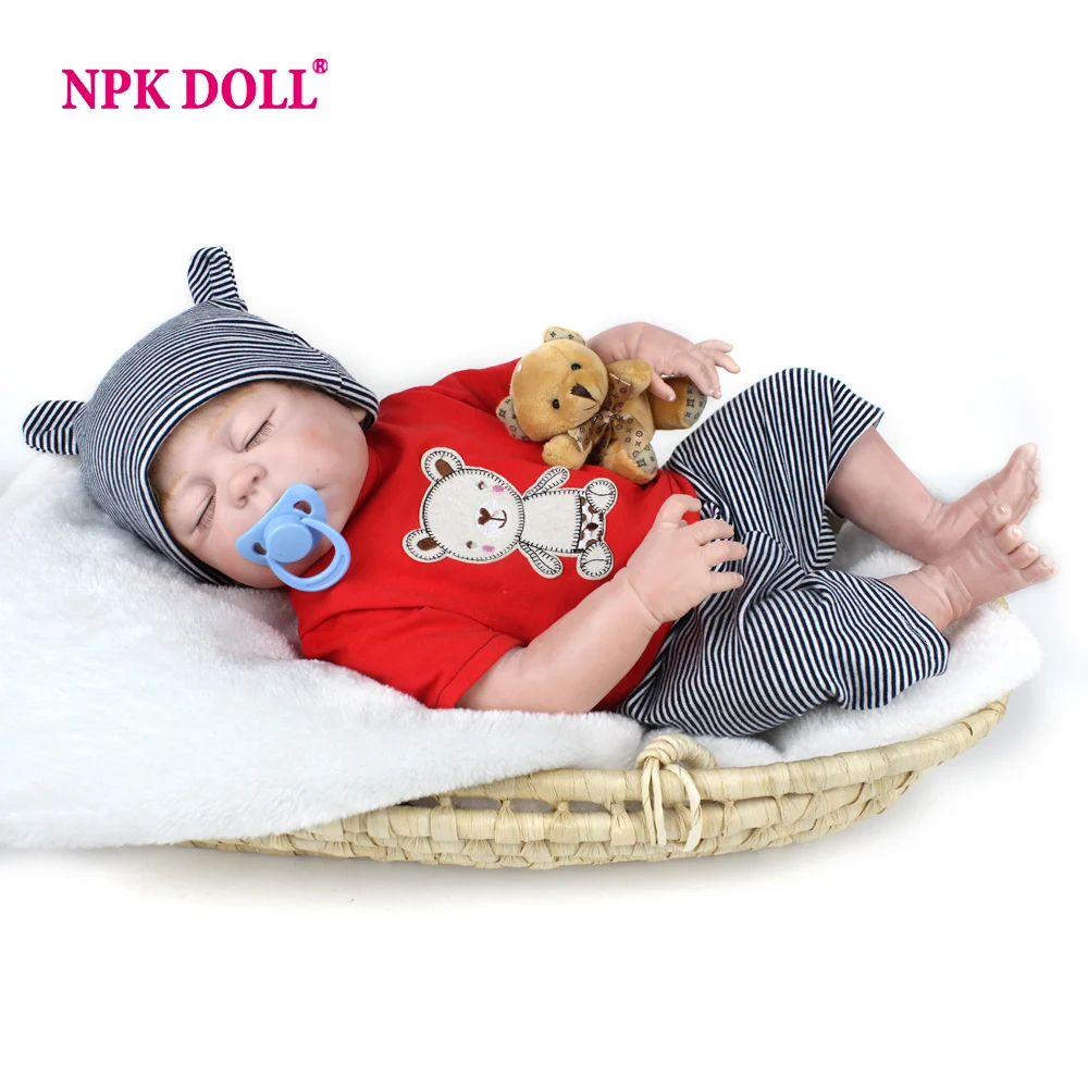 

NPKDOLL 22 Inches Baby Reborn 55 cm Realistic BeBe Reborn Doll Baby Handmade Lifelike Full Body Silicone Sleeping Baby Doll Toy