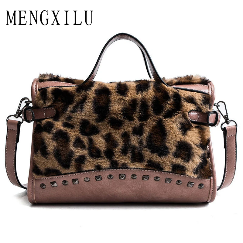 

MENGXILU Brand Women Bags Faux Suede Luxury Designer Leopard Women Crossbody Messenger Bags High Quality Top-Handle Ladies Bags