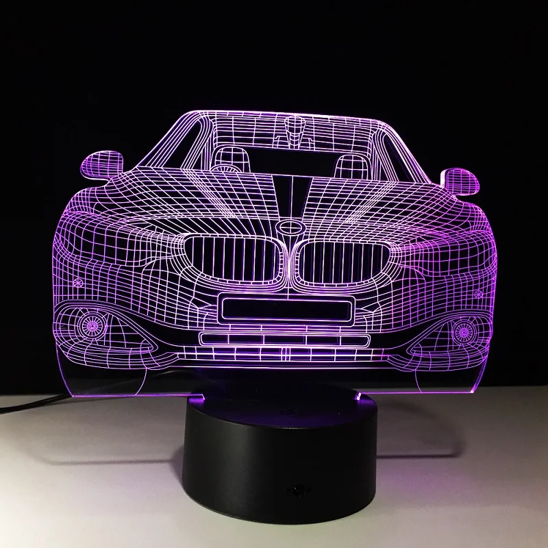 Творческий 3D визуальный светодио дный ночника Форсаж 8 автомобилей Bmw 3D ночник 7 Изменение цвета USB Мощность домашний Декор лампы