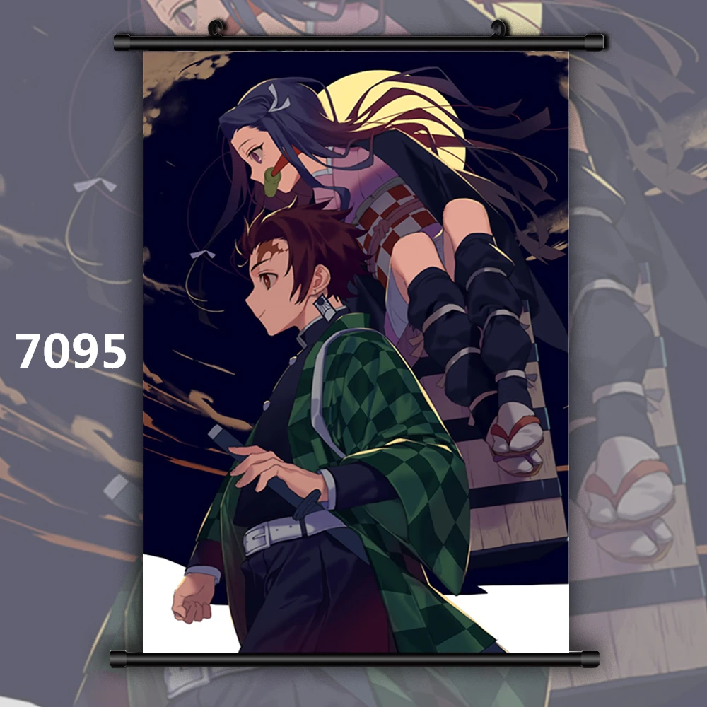 Убийца демона: Kimetsu no Yaiba Tanjirou Nezuko Аниме Манга настенный плакат свиток - Цвет: 7095