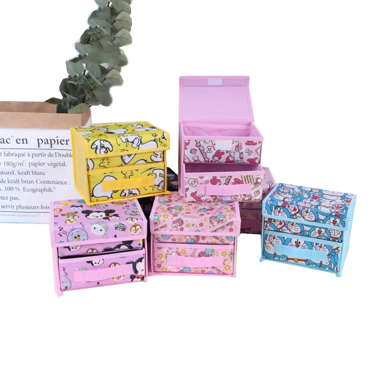 

Foldable Cartoon Cosmetic Storage Box Bedroom Jewelry Makeup Key Office Articles Organizer Dormitory Sundries Container