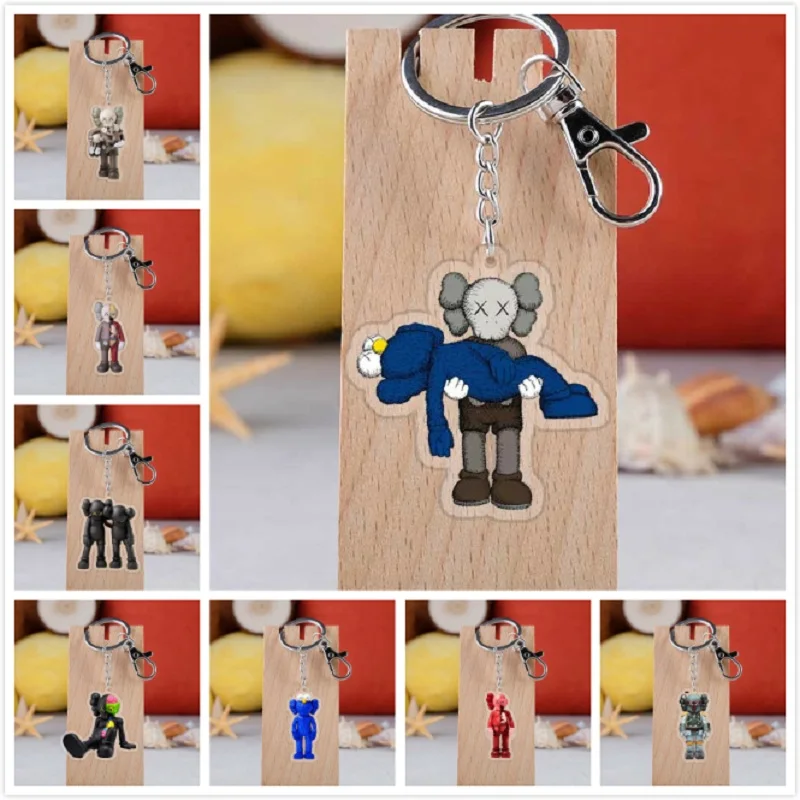 

34 Styles Cartoon KAWS Acrylic Keychain BFF Kaws Street Art Model Collection Key Ring Action Figure Toys Kids Birthday Gift