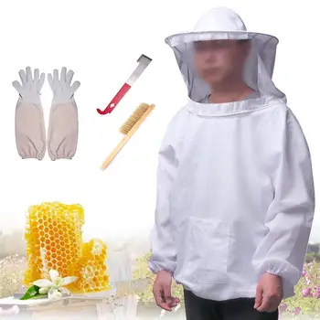 

Pokich Professional Beekeeping 4 Pcs/Set Anti-bee Clothing With Hat+Scraper Knife +Single Row Bee Brush Sweep+Sheepskin Gloves
