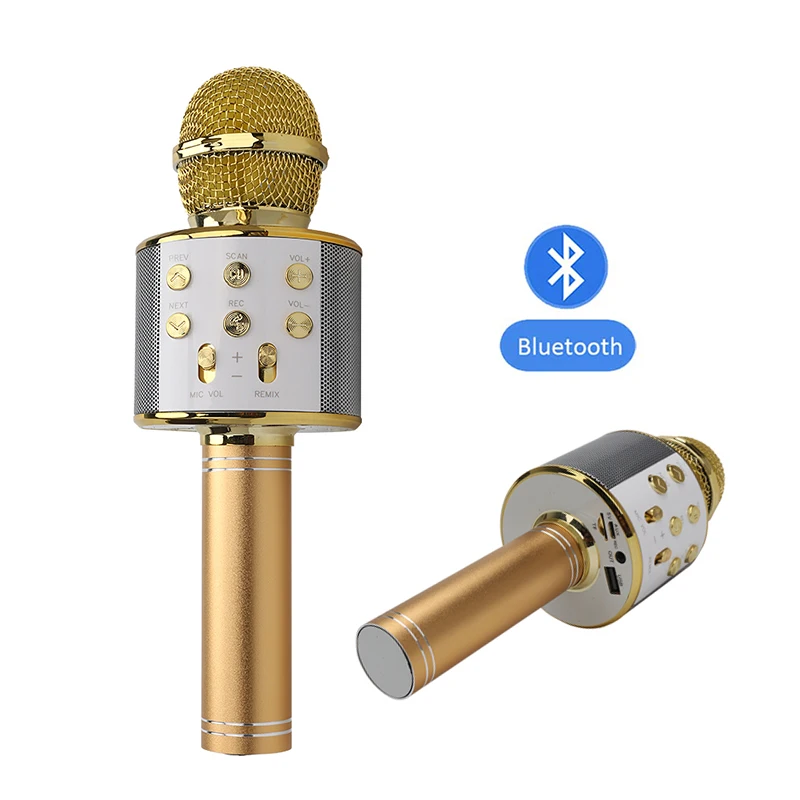 WS858 Bluetooth колонки микрофон волшебный караоке микрофон беспроводной конденсаторный профессиональный ручной Студийный микрофон смартфон плеер