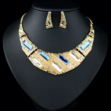 США Камень Необычные красочные Изысканные CZ Американской моды цепи сплава ди-эймонд набор преувеличены Кулон ожерелье серьги Ювелирные Наборы