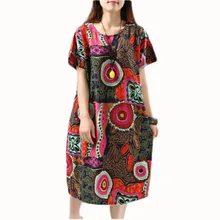 Vintage Printing Dress Women Casual Summer Clothing 2015 Tropical Plus Size Loose-fitting Dress Short Sleeve Dress C35