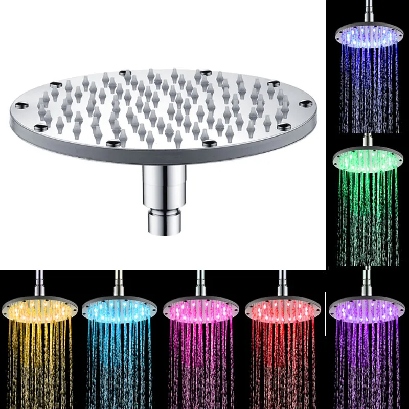 Новый стиль светодио дный 7 цветов изменения Showerhead круглый Насадки для душа 6 и 8 дюйм(ов) светодио дный свет Насадки для душа Ванная комната