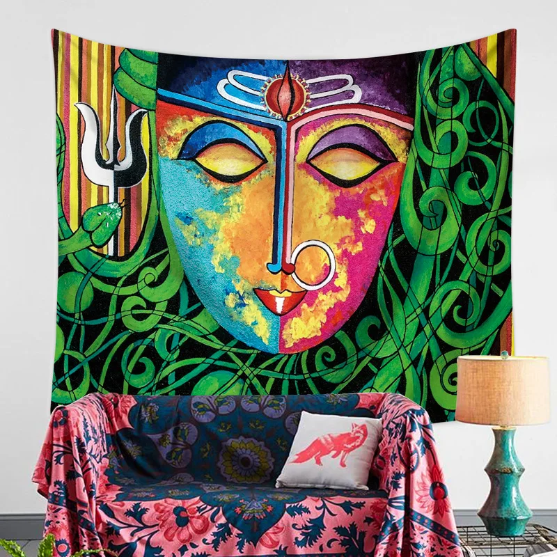 

Trippy Psychedelic Face Mandala Colorful God Large Tapestry Wall Hanging Cloth Tapestries Bedroom Dorm Decor Art