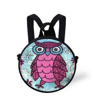 

FORUDESIGNS Round Design 10inch School Bag For Baby Girls Kids Cute Animal Owl Printing Book Bags Kindergarten Mochila Shoulder