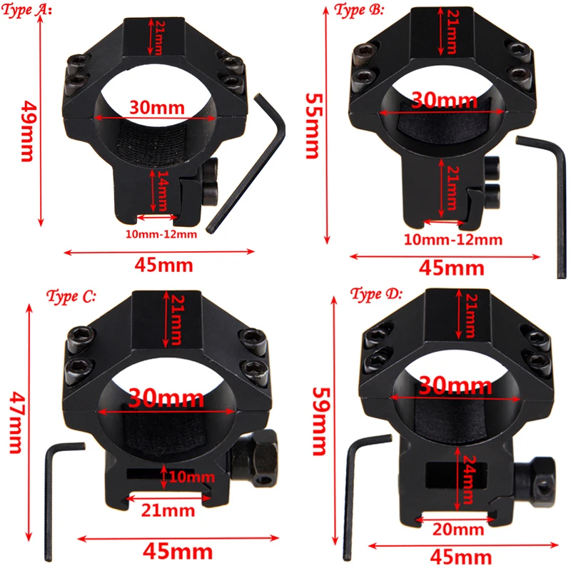 

30mm Riflescope Mount Ring 11mm Dovetail Picatinny Rail Adapter High Profile Low Profile For Rifle Weaver Scope Hunting Mount