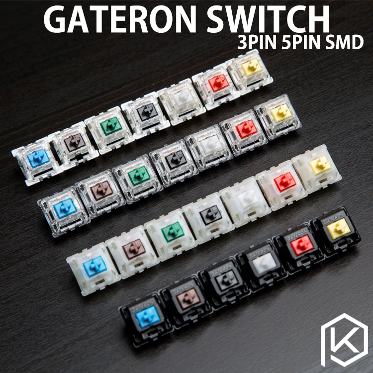 Gateron переключатель 3pin 5pin smd синий красный черный коричневый зеленый прозрачный желтый бесшумный для пользовательской механической клавиатуры xd64 xd60 eepw84 gh60