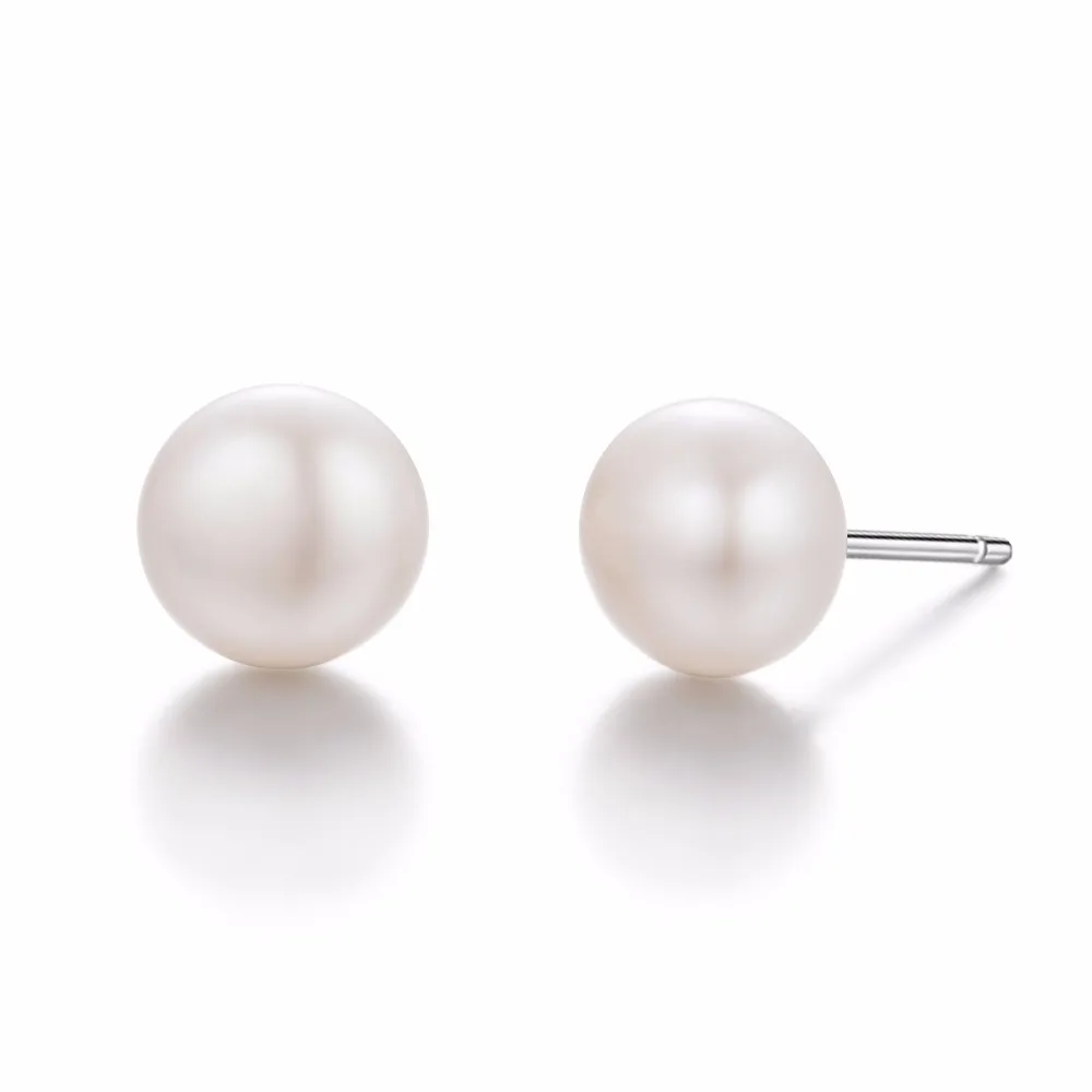 

Wedding 4-5-6-7 mm 100% Natural Freshwater Pearl Earrings Jewelry 925 Sterling Silver Brincos Zircon Stud Earrings For Women