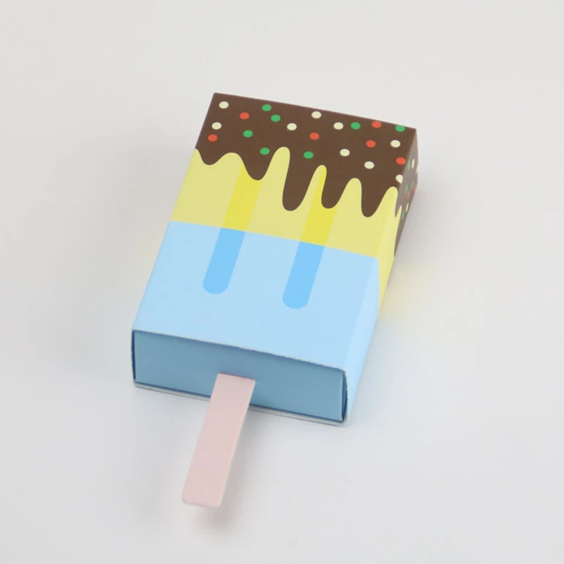 VOILEY, 2 шт., для детской вечеринки, милая форма мороженого, подарочные коробки для конфет, коробка для конфет, фруктовое мороженое, складная бумажная коробка, корейский мультяшный ящик, B - Цвет: Синий