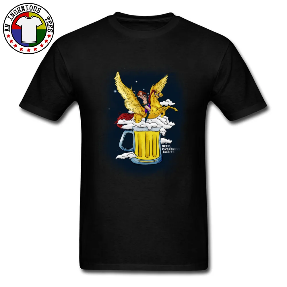 Beer Greatness Awaits Casual Tops Shirts Short Sleeve for Men Pure Cotton Summer Crew Neck T Shirts Custom Tees Fashionable Beer Greatness Awaits black