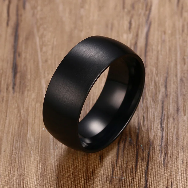 

FREE Custom Engraving 8mm Black Matt Finish Domed Wedding Rings in Stainless Steel