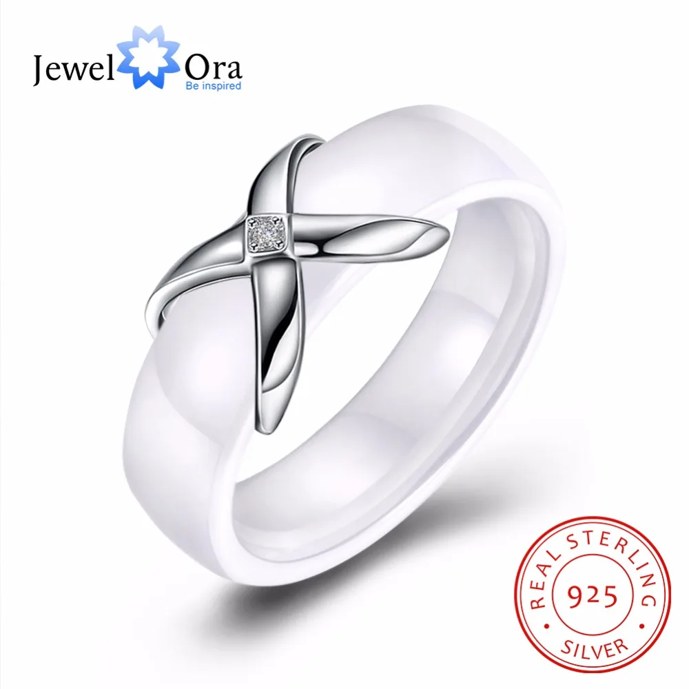 925 Sterling Silver Jewelry Rings For Womens Wholesale Price Trendy White Ceramic Rings Gift For Mother(JewelOra RI103330) 925 Sterling Silver Jewelry Rings For Womens Wholesale Price Trendy White Ceramic Rings Gift For Mother(JewelOra RI103330)