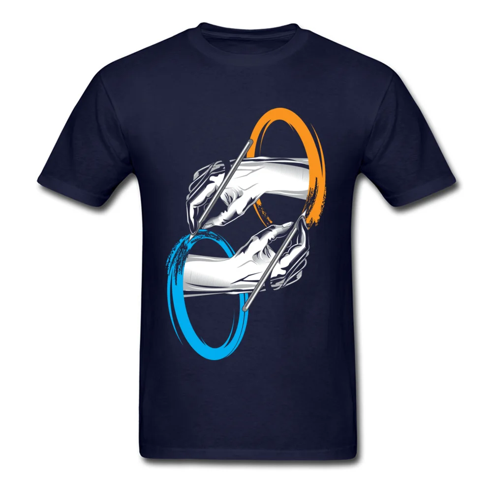 Normal T Shirt Discount O-Neck Drawing Portals All Cotton Men Tops T Shirt Hip hop Short Sleeve Tee-Shirt Top Quality Drawing Portals navy