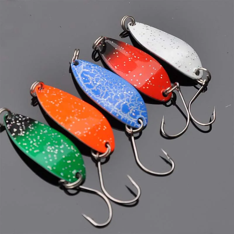 100pcs Metal Spoon Lures 5g 4cm Fishing Lure Hard Bait Spinner Jigging