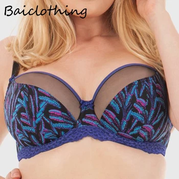 

32 34 36 38 40 FF GG HH J K BAICLOTHING Women's Plus Size Full Coverage Underwire Lace Floral Unlined Bra Lingerie